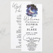 Hochzeitsprogramm für Blauen und Gold Crescent Moo (Vorne/Hinten)