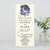 Hochzeitsprogramm für Blauen und Gold Crescent Moo (Stehend Vorderseite)