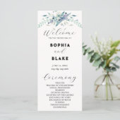 Hochzeitsprogramm für Blauen und Grüne Blumen (Stehend Vorderseite)