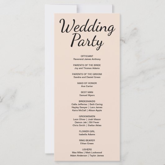 Hochzeitsprogramm für Blauen und Lila Halbmond (Rückseite)