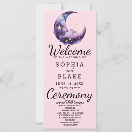 Hochzeitsprogramm für Blauen und Lila Halbmond (Vorderseite)