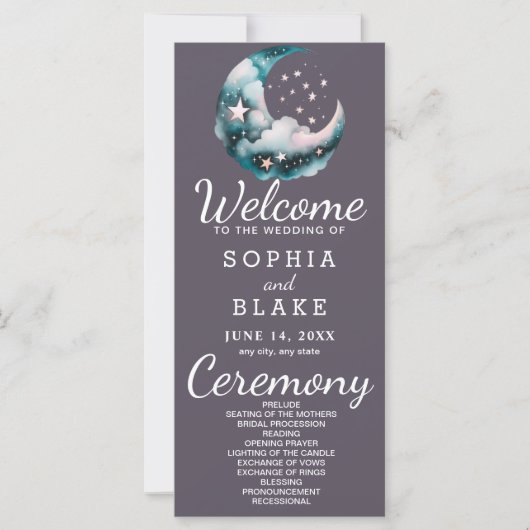 Hochzeitsprogramm für Blauen und Schwarzen Halbmon (Vorderseite)