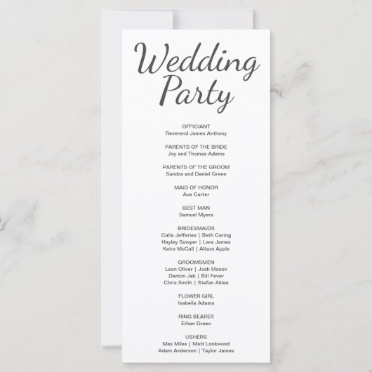 Hochzeitsprogramm für Blauen und Schwarzen Halbmon (Rückseite)