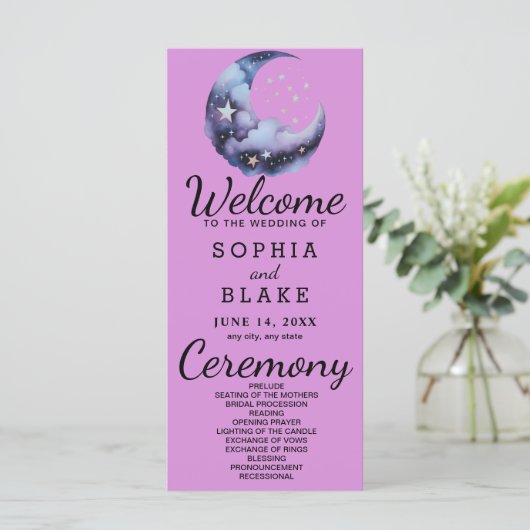 Hochzeitsprogramm für Blauen und Schwarzen Halbmon (Stehend Vorderseite)