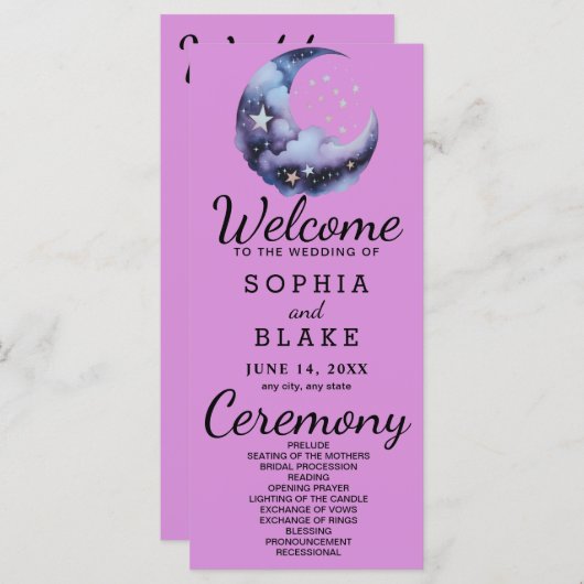 Hochzeitsprogramm für Blauen und Schwarzen Halbmon (Vorne/Hinten)