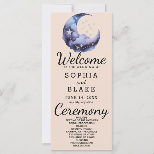 Hochzeitsprogramm für Blauen und Schwarzen Halbmon (Vorderseite)