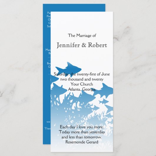 Hochzeitsprogramm für Blauer Fisch und Korallen Programm (Vorne/Hinten)