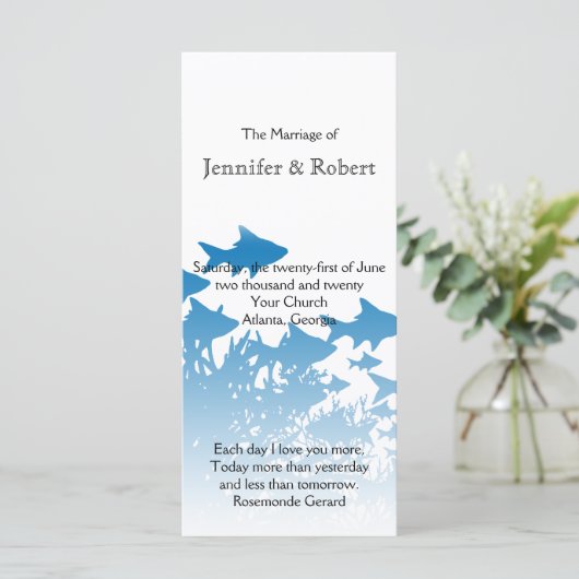 Hochzeitsprogramm für Blauer Fisch und Korallen Programm (Stehend Vorderseite)