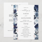 Hochzeitsprogramm für Blauer und Marineblau Einladung (Vorne/Hinten)