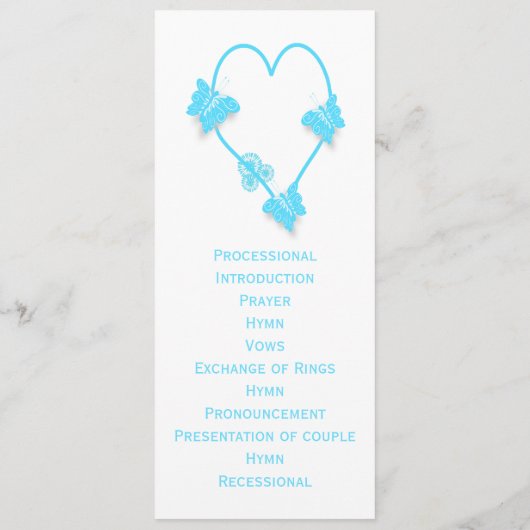 Hochzeitsprogramm für blaufarbige Butterfly Programm (Rückseite)