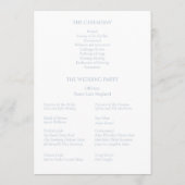 Hochzeitsprogramm für Blauflora und Weiß Programm (Rückseite)