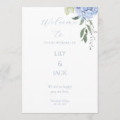 Hochzeitsprogramm für Blauflora und Weiß Programm (Vorderseite)