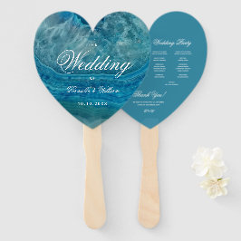 Hochzeitsprogramm für Blaugeode-Herz-Weißkalligraf Fächer
