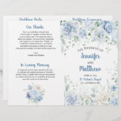 Hochzeitsprogramm für Blautönen und Weiße Blumen (Vorne/Hinten)