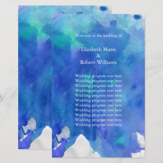 Hochzeitsprogramm für Blauwasser (Vorne/Hinten)