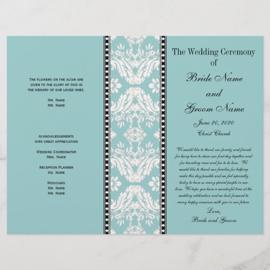 Hochzeitsprogramm für Blauweiße Damaskus (Vorderseite)