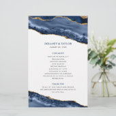 Hochzeitsprogramm für Blue and Gold Agate Border (Stehend Vorderseite)