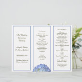Hochzeitsprogramm für Blue Hydrangea (Stehend Vorderseite)