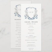 Hochzeitsprogramm für Blue Wildblume Watercolor Wa Einladung (Vorne/Hinten)