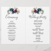 Hochzeitsprogramm für Blume der Marine für Wasserf (Rückseite)