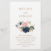 Hochzeitsprogramm für Blume mit Blaurosa (Vorderseite)