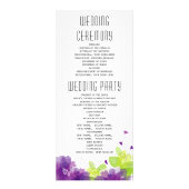 Hochzeitsprogramm für Blume mit viel Violett Werbekarte (Hinten)