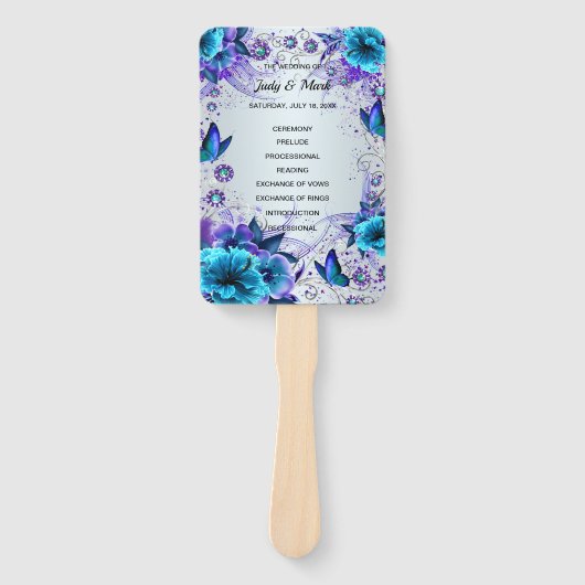 Hochzeitsprogramm für Blume und Schmetterlinge Fächer (Vorderseite)