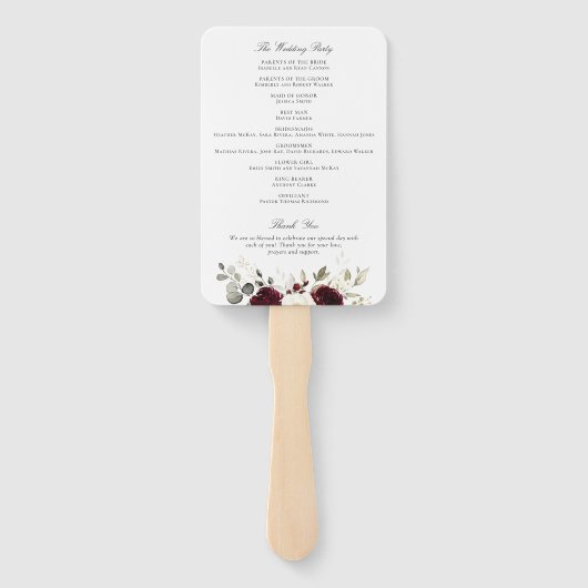 Hochzeitsprogramm für Blumenbeete Fächer (Rückseite)