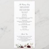 Hochzeitsprogramm für Blumenbeete Programm (Rückseite)