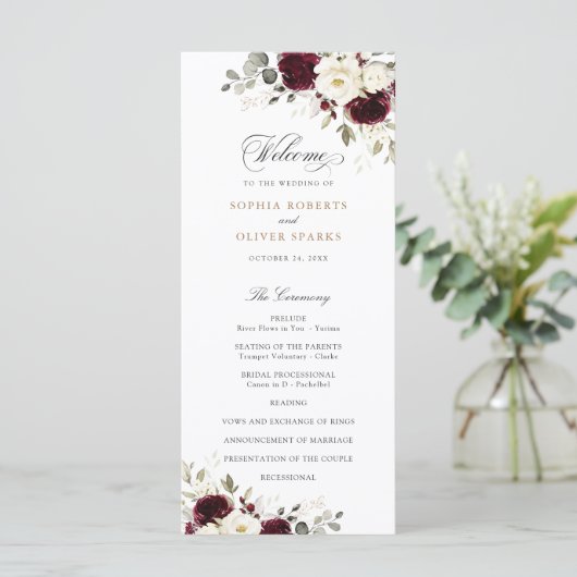 Hochzeitsprogramm für Blumenbeete Programm (Stehend Vorderseite)