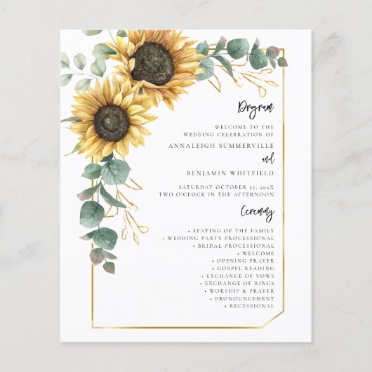 Hochzeitsprogramm für Blumenblumen (Vorderseite)