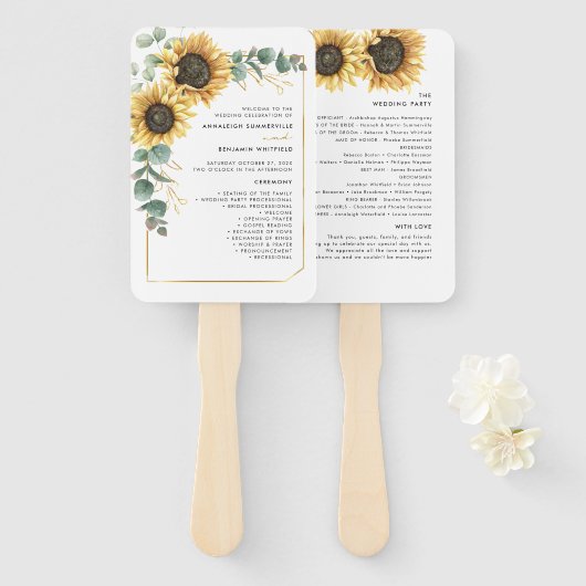 Hochzeitsprogramm für Blumenblumen Fächer (Vorne und Hinten)