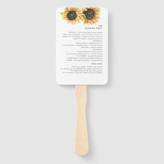 Hochzeitsprogramm für Blumenblumen Fächer (Rückseite)