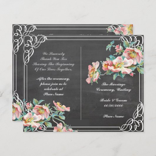 Hochzeitsprogramm für Blumenkalkplatten (Vorne/Hinten)