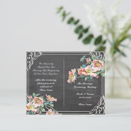 Hochzeitsprogramm für Blumenkalkplatten (Stehend Vorderseite)