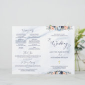 Hochzeitsprogramm für Blumenkohle in Aquarellblau (Stehend Vorderseite)