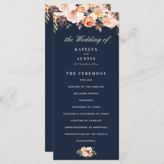 Hochzeitsprogramm für Blumenriesen im Herbst Programm (Vorne/Hinten)