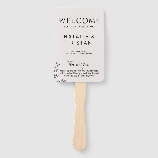 Hochzeitsprogramm für Blumentypografie Fächer (Vorderseite)