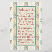 Hochzeitsprogramm für Blumenwallpaper in den 1940e (Rückseite)