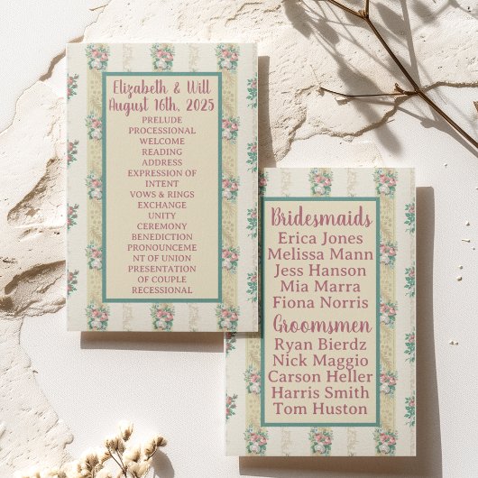 Hochzeitsprogramm für Blumenwallpaper in den 1940e