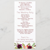 Hochzeitsprogramm für Blumenwein Programm (Rückseite)