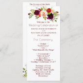 Hochzeitsprogramm für Blumenwein Programm (Vorne/Hinten)