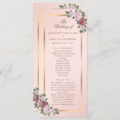 Hochzeitsprogramm für Blush Pink Gold Floral Programm (Vorne/Hinten)