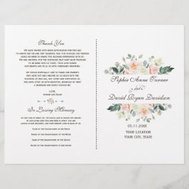 Hochzeitsprogramm für Blush White Cream Floral