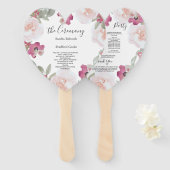 Hochzeitsprogramm für Blütenfarben in Rosa Fächer (Vorne und Hinten)