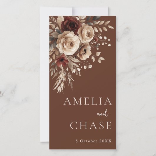 Hochzeitsprogramm für Bohemische Blume Terracotta (Vorderseite)