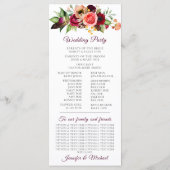 Hochzeitsprogramm für Bohemische Blumenromanen Programm (Rückseite)