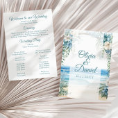 Hochzeitsprogramm für Boho Beach Blue Floral Arch Programm