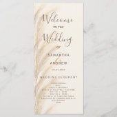 Hochzeitsprogramm für Boho Pampas Gras Aquarell Programm (Vorderseite)