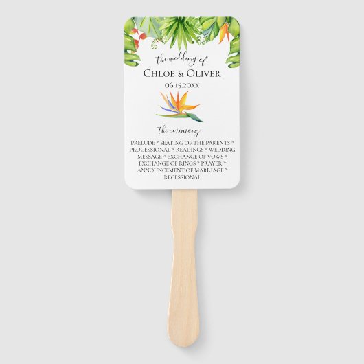 Hochzeitsprogramm für botanische Blätter Fächer (Vorderseite)